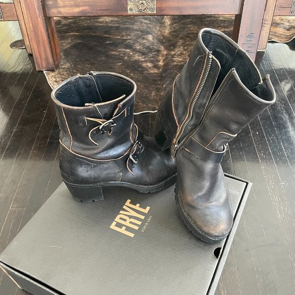 Frye Sabrina Moto Engineer Boots
